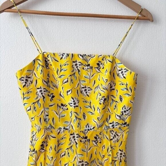 Alice + Olivia Glinda Floral Fit & Flare Silk Blend Mini Dress Yellow Size 0 - Picture 5 of 10